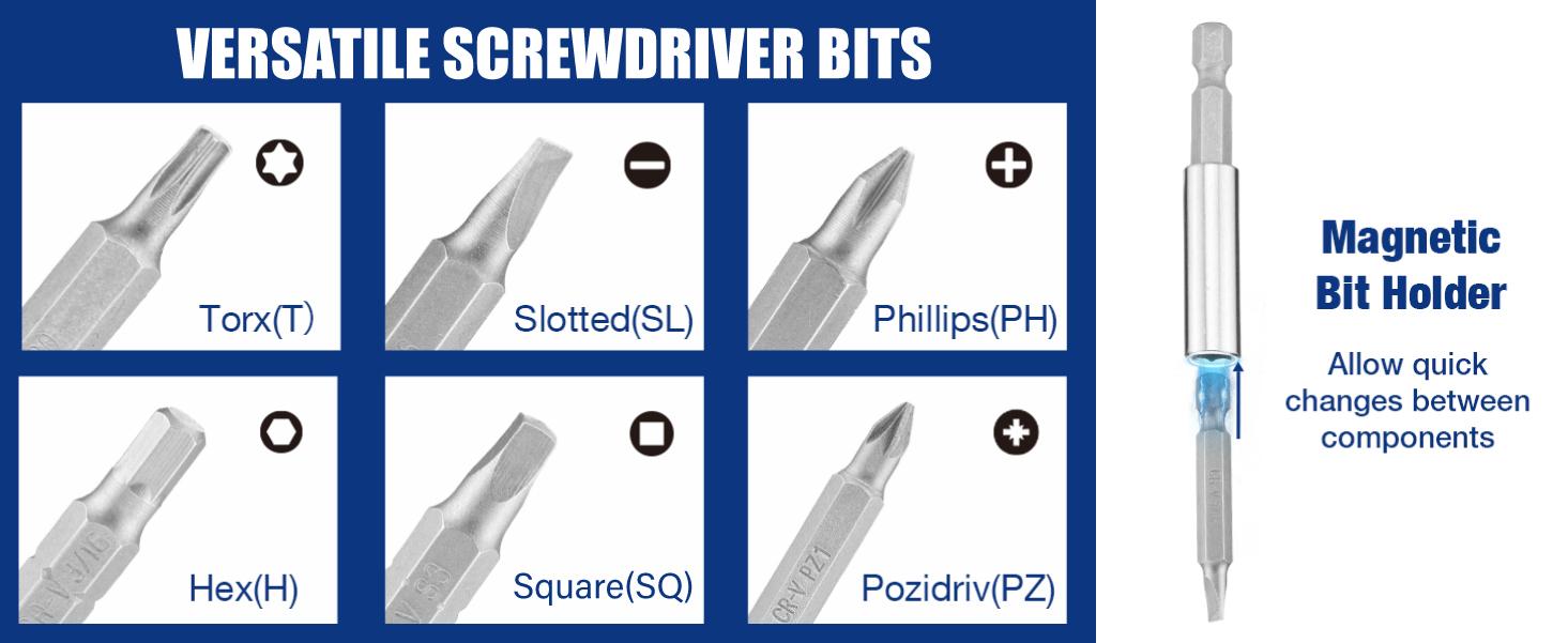 WORKPRO 455-Pack Drill Bit Set and Screwdriver Bit Set, Titanium Twist Drill Bits, Drywall Screws with Double Sided Storage Case, for Wood Metal Plastic Concrete Masonry