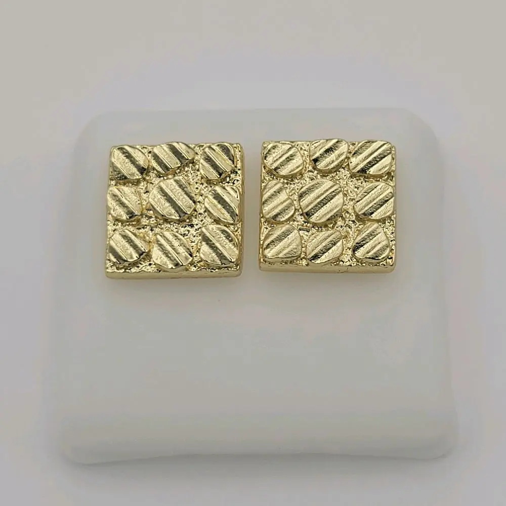 Elegant Square Men Nugget  Earrings 13mm Laminated Gold Stud Jewelry Accessory for Men