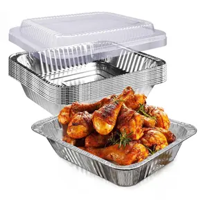 9x13 Aluminum Foil Pans with Lids 10 Pack, Heavy Duty Disposable Baking Pans, Deep Food Containers for Cooking Roasting
