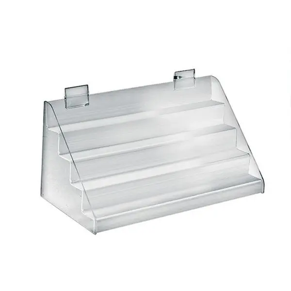 Azar Displays Four-Tier Shelf Counter Step Display, 16" wide, Clear