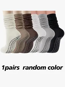 Must-Have 1/6 Pairs Slouch Grip Socks | Anti-Skid Sole Women's Crew Socks for Yoga Pilates Ballet
