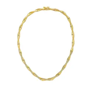 New-style Thin Bamboo Joint Necklace Copper Zircon Cuban Chain Fashionable Simple Personalized Style Neck Chain