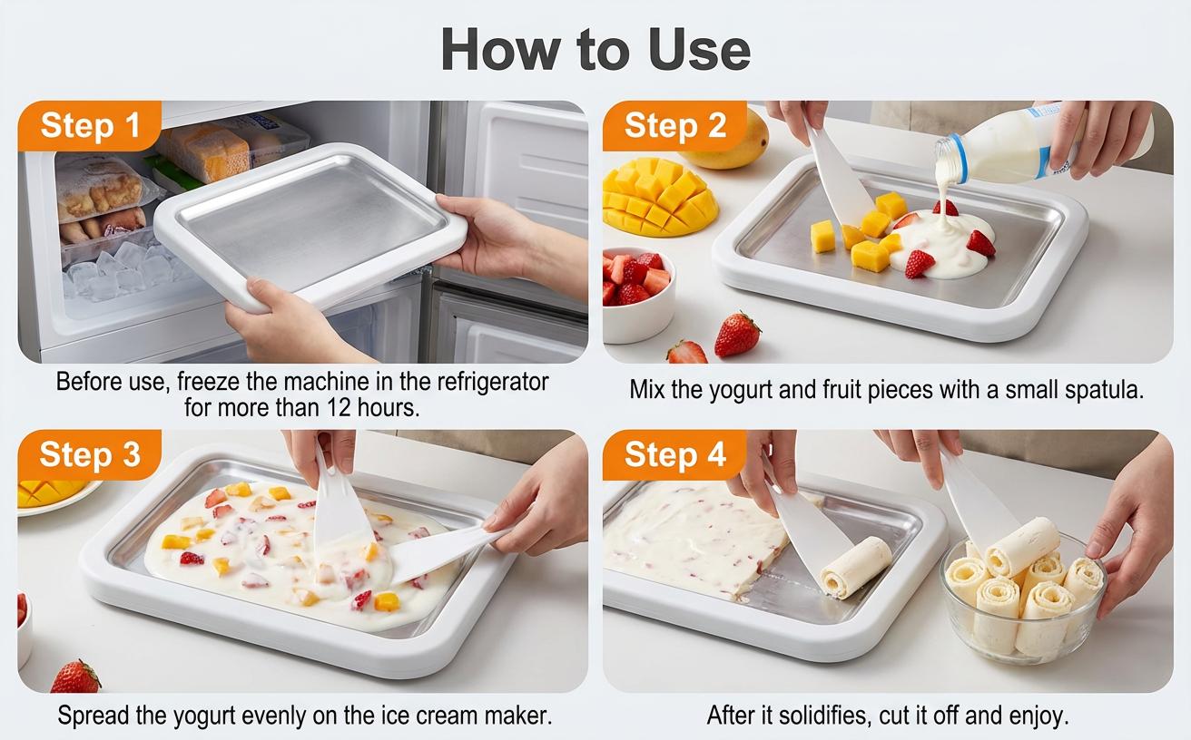 Rroetxi Instant Ice Cream Maker – No Electricity Required, Stainless Steel Rolled Ice Cream Machine, Perfect for Frozen Yogurt & More, Food-Grade for Home Use