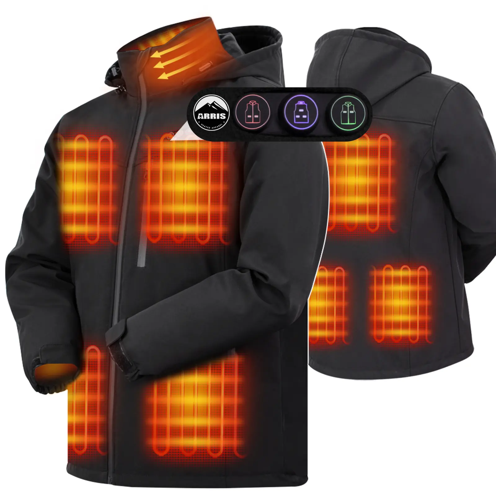 ARRIS Waterproof Men’s Heated Jacket with Battery – 8 Heat Zones & Detachable Hood for Winter Outdoors ARRIS Waterproof Men’s Heated Jacket with Battery – 8 Heat Zones & Detachable Hood for Winter Outdoors