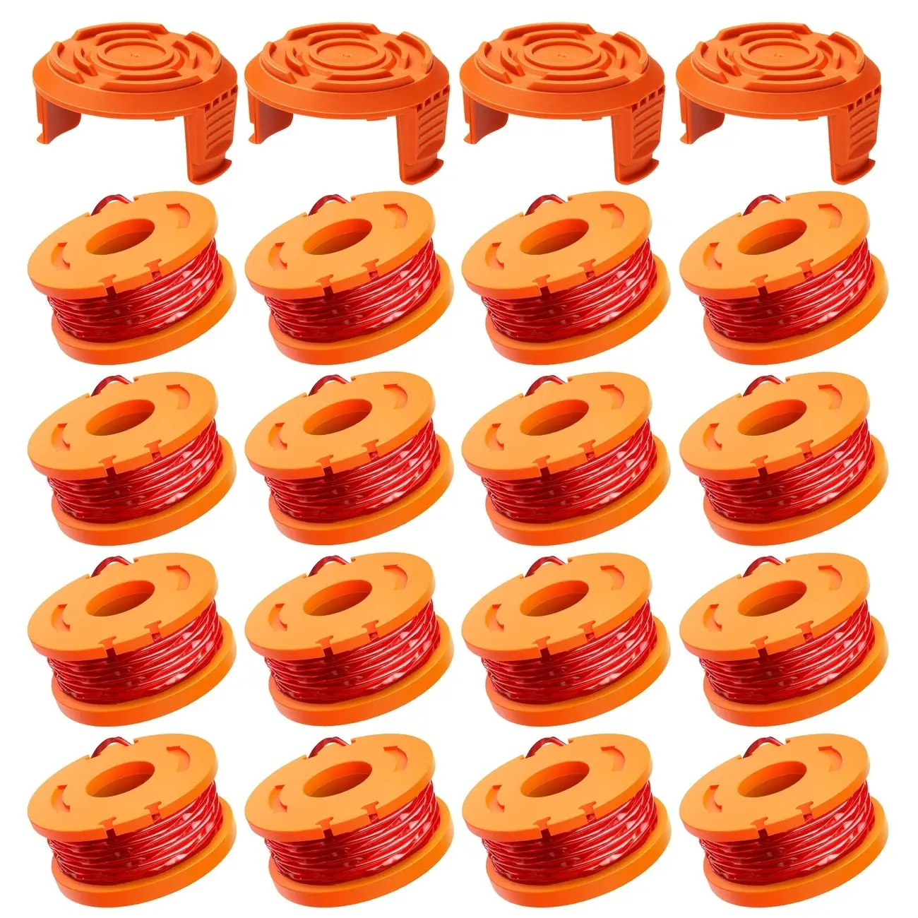 20 Rolls Worx Mower Line Replacement, 0.065 Inch Grass Trimming Cutting Line, Includes 16 Rolls + 4 Line Caps, Compatible with Worx Mowers
