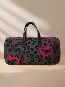 Heart Print Large Capacity Travel Duffle Bag, Portable Overnight Stylish Travel Bag, Yoga Training Bag, Travel Bag with Shoe Storage, Travel Duffel Bag, Duffle Weekender