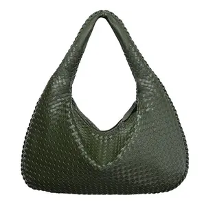 Women's woven bag, fashionable summer beach travel handbag, sports shoulder bag with large capacity. Handmade PU woven