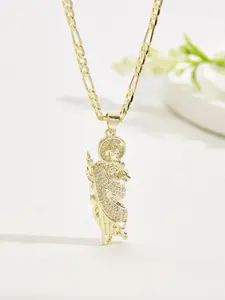 Luxury St. Jude Pendant Necklace, 14k Gold Plated Copper Chain, 24 Inches, Unisex, Daily Wear, Gift for Father's Day, All Seasons
