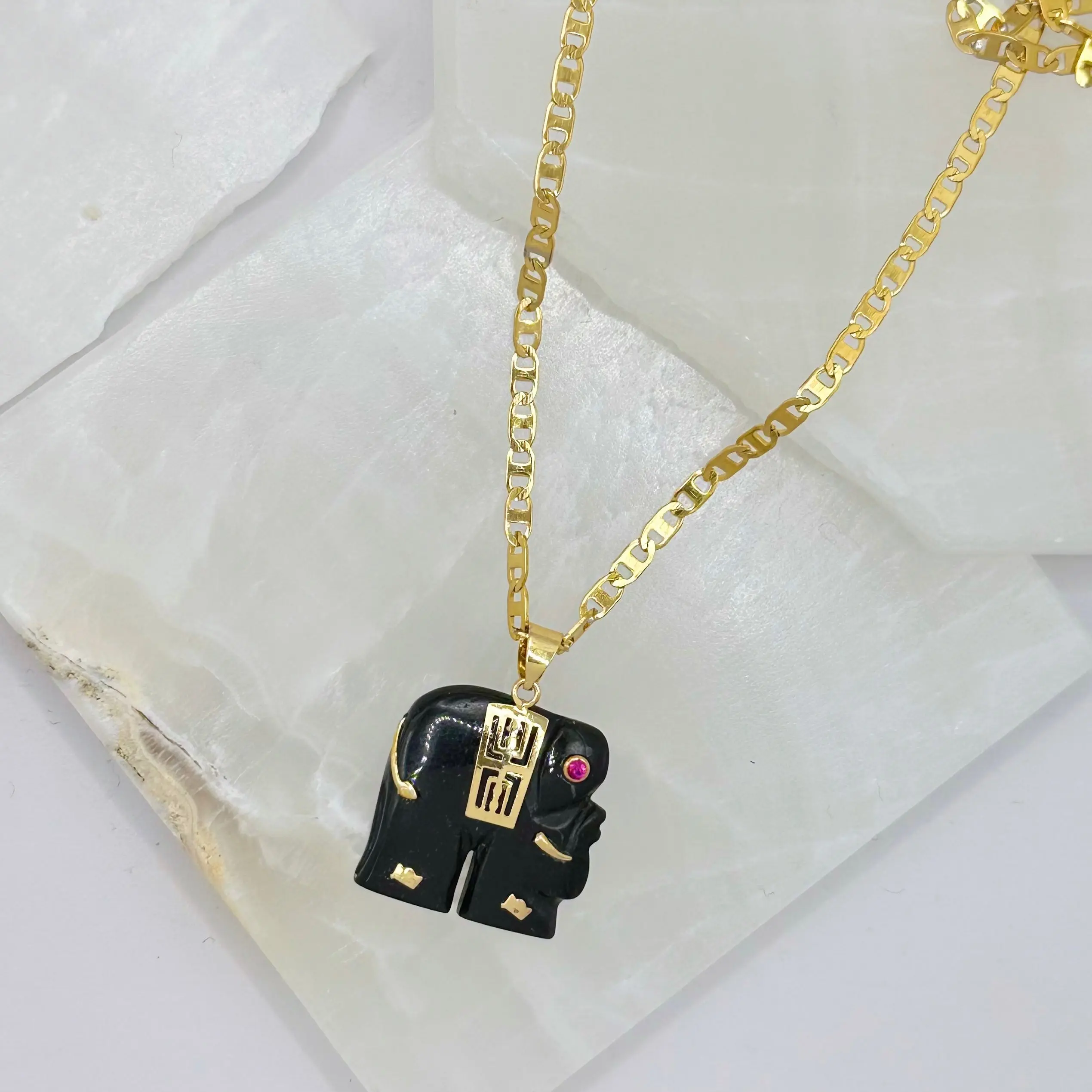 ELEPHANT BLACK JADE necklace