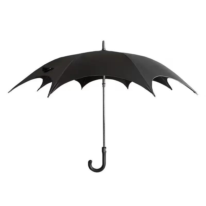 Gothic Large Umbrella | Large Batwing Umbrella with Automatic Long Handle and Black Rubber | Bat-inspired punk-chic design with dark aesthetic | Perfect Christmas and Halloween gift