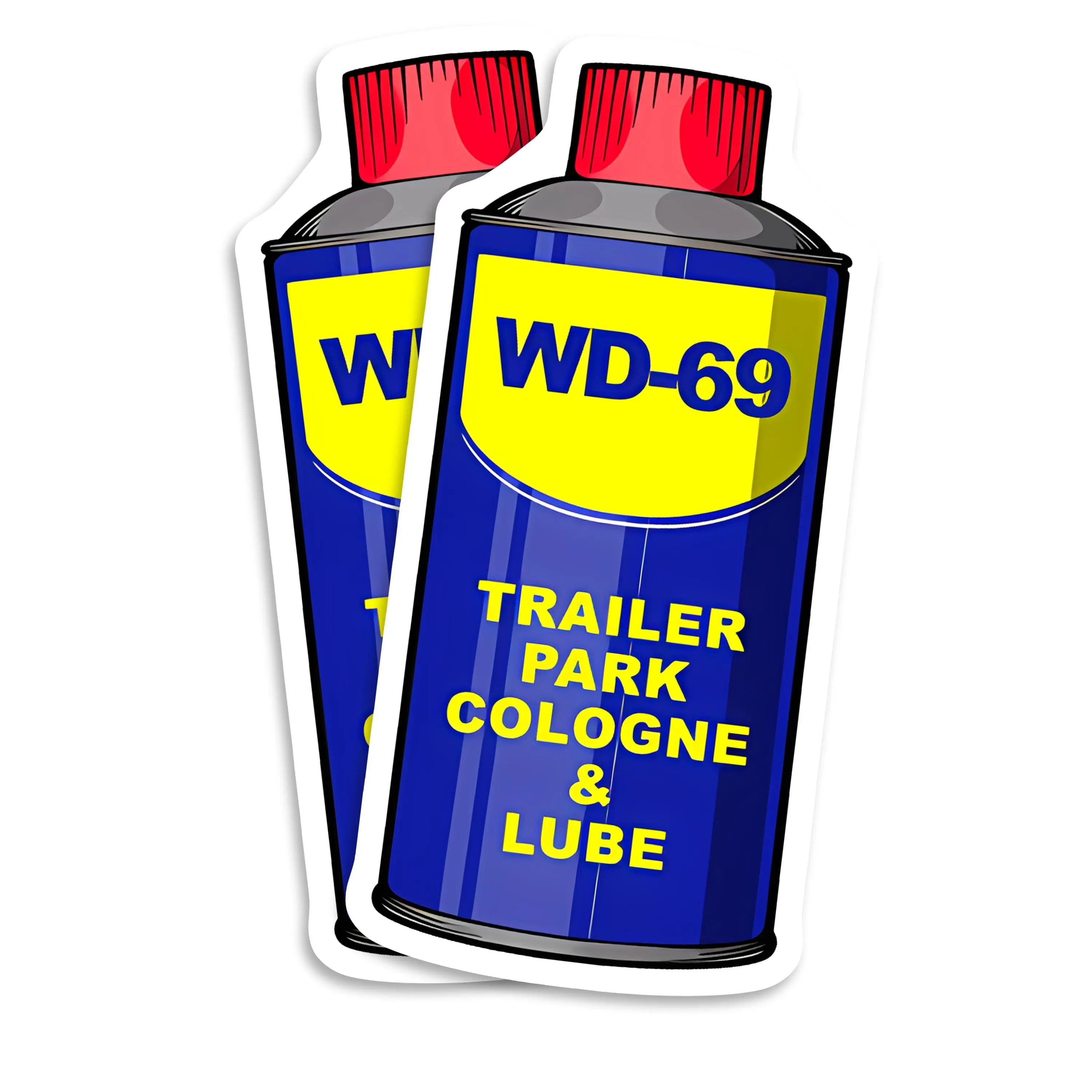 WD-69 Trailer Park Cologne & Lube Sticker Set - 5 Inch Vinyl Decals for Cars Trucks Laptops - Weatherproof Waterproof UV Resistant - 2 Pack - PLST0009