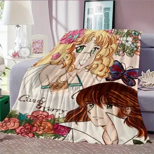Candy Candy Anime Throw Blanket Flannel like Softness Vintage Candy Candy  Terry Characters Floral Pastel Design  AllSeason Couch Bed Camping Travel Blanket  Machine Washable Gift for Anime Fans Birthday Christmas  Durable Polyester Flannel