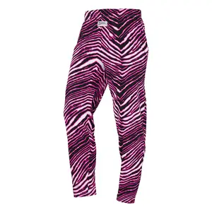 Zubaz Adult Unisex Z88 3 Color Zebra Pant, BLACK/FLUORESCENT PINK