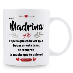11oz Ceramic Coffee Mug with Spanish Madrina Quote - Funny Humorous Gift Mug for Women & Men, Microwave-Safe Heat-Resistant Tea Cup for Birthday, 2025 New Year, Graduation, Office, Home, Party,Party Drinkware, Decorative Text Design, Highquality Print