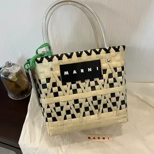 Marni Handbag with Colorful Checkered Design and Unique Handles - Stylish and Distinctive Style
