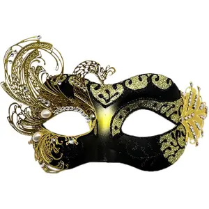 Womens Masquerade Mask Metal Rhinestone Venetian Halloween Christmas Evening Prom Ball Party Mask