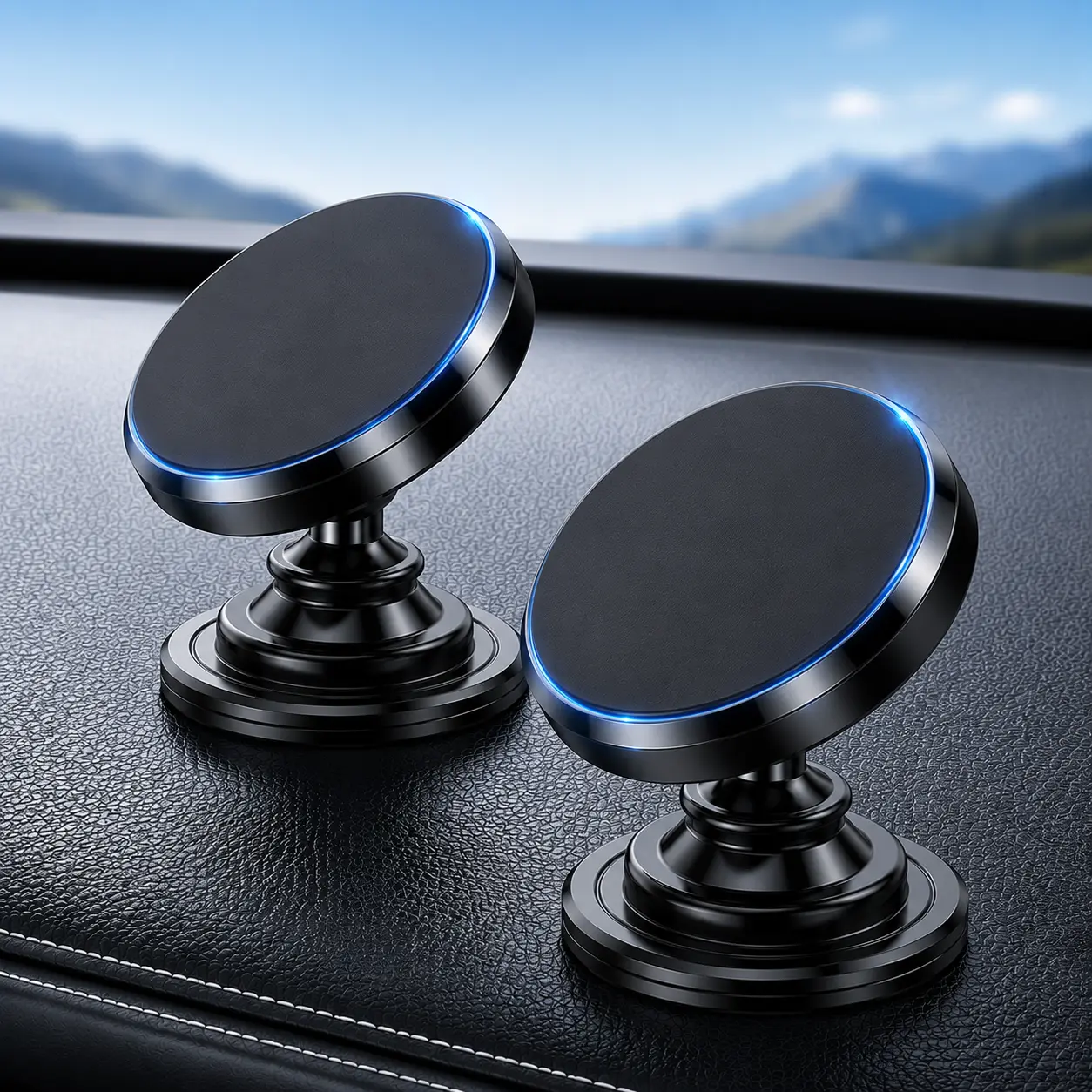 360° Adjustable Magnetic Phone Holder, Strong Magnetic Mount for Car Dashboard & Desk, Premium Metal Phone Stand