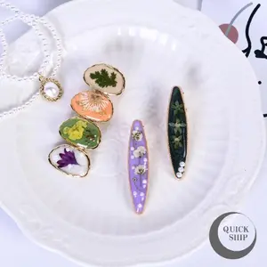 Real flowers Pearl Resin Hair Clip, Handmade Dried Flower,Purple Flower Jewelry hair Clip for Bridesmaid, Birthday/Christmas