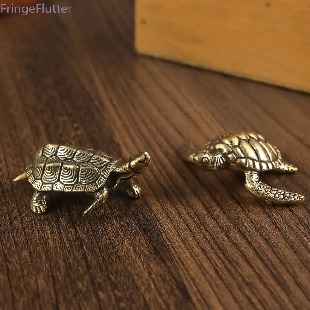 Handmade Solid Brass Alligator-Turtle Figurine, Vintage Ornaments, Fortune & Longevity Luck Tea Pet, Feng Shui Decor, Unique Collectible Gift for Enthusiasts, Desk Miniatures