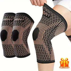 [Compression Knee Braces] 2pcs Compression Knee Braces - Highly Elastic & Breathable Copper Knee Sleeves for Men & Women, Adjustable Pressure Support for Skipping Rope, Running, Basketball, Fitness, Weightlifting - Ideal Sports Gift, Knee Brace for Sports