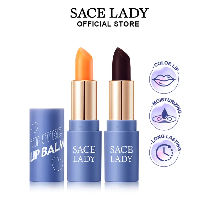 SACE LADY Tinted Lip Balm Stick - Cruelty Free Makeup for Adults, Glycerin and Beeswax Nourish Lips Moisturizer, Waterproof, Long-Lasting, Discoloration Correction Pigmented Lip Stain for All Skin Types