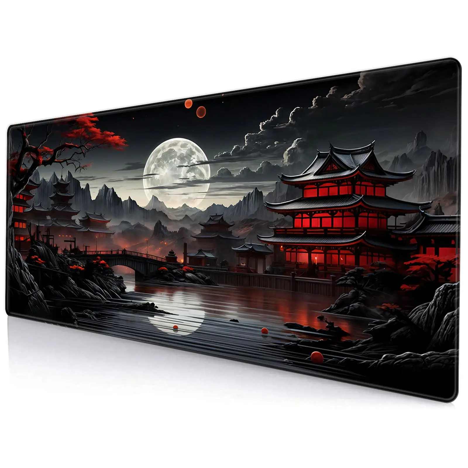 Japanese-style Desk Mat, Large Mouse Pad, Gaming Mousepad, Extended Keyboard Pad, Laptop Computer Mouse Keyboard Mat for Office Desk Decor, Computer A