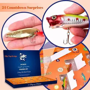 Christmas Fishing Advent Calendar, 24-Day Countdown with Colorful Lures, Durable Plastic, Festive Gift for Anglers, Spoon Lures