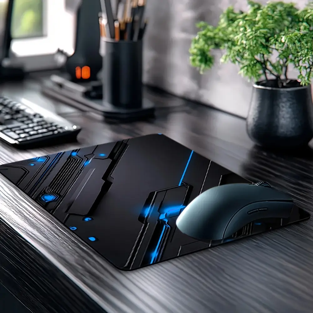 1 Mouse Pad with a Technological Metal Line Pattern Design, Suitable for Desktops, Offices, Gaming And Study Environments- Anti-Slip Rubber Base, Durable Surface, Suitable for Computers And Laptops