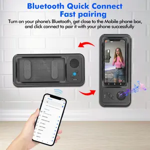 Waterproof Shower Phone Holder with Built-in Bluetooth Speaker -Phone Case with 480 Degree Rotation - High Definition Audio Wireless Speaker Mount for Wall Mirror and Tiles - Universal Anti-Fog Touch Screen Stand for iPhone and Android Smartphones
