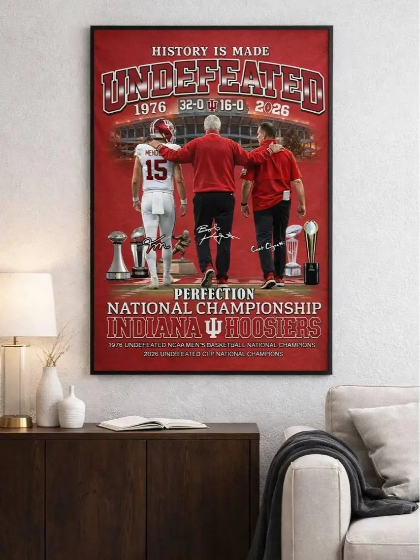 Indiana Hoosiers Football 2026 Champions Wall Art Poster HD Print Unframed, Gift For Fan, Indiana Hoosiers Poster 2026 CFP National Champion Hoosiers