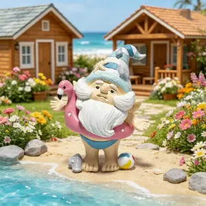 HODAO 2026 Beach Gnome Statue with Flamingo Float – Fun Home Decor#PoolParty #CuteDecor #MiniGnome