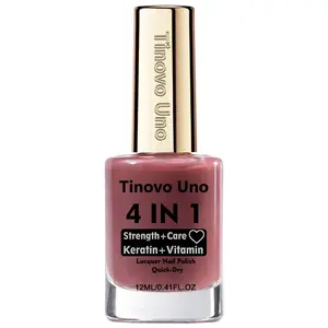 Tinovo Uno 4-in-1 Strength+Care Nail Polish 12ml, Nail Polish Treatment, Keratin & Vitamin Infused, Quick Dry, No UV Needed, Glossy Shine & Long Lasting, Acts as Nail Strengthener & Hardener, Improves Brittle, Weak Nails, All-Day Wear