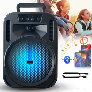 Dazone Mini Bluetooth Speaker with 6.5" Subwoofer Heavy Bass Rechargeable Karaoke Machine with Colorful Party Lights Charging Cable