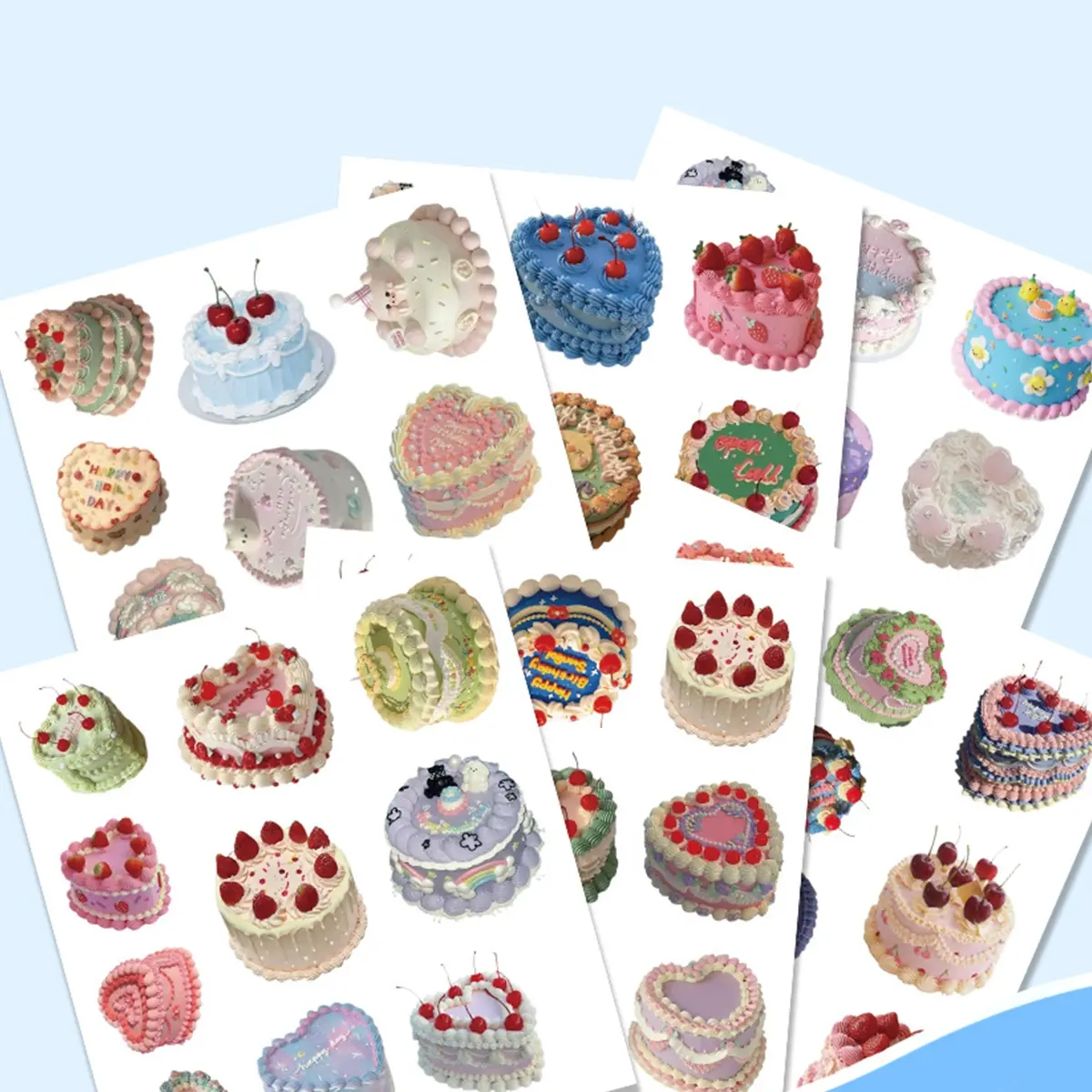 Vintage Cream Cake Stickers Pack of 60, Multicolor Dessert Designs, Vintage Cake Illustrations, Perfect for Journaling, Scrapbooking, Party Decorations, Scrapbook Accessories, Scrapbooking Ephemera, Scrapbook Page