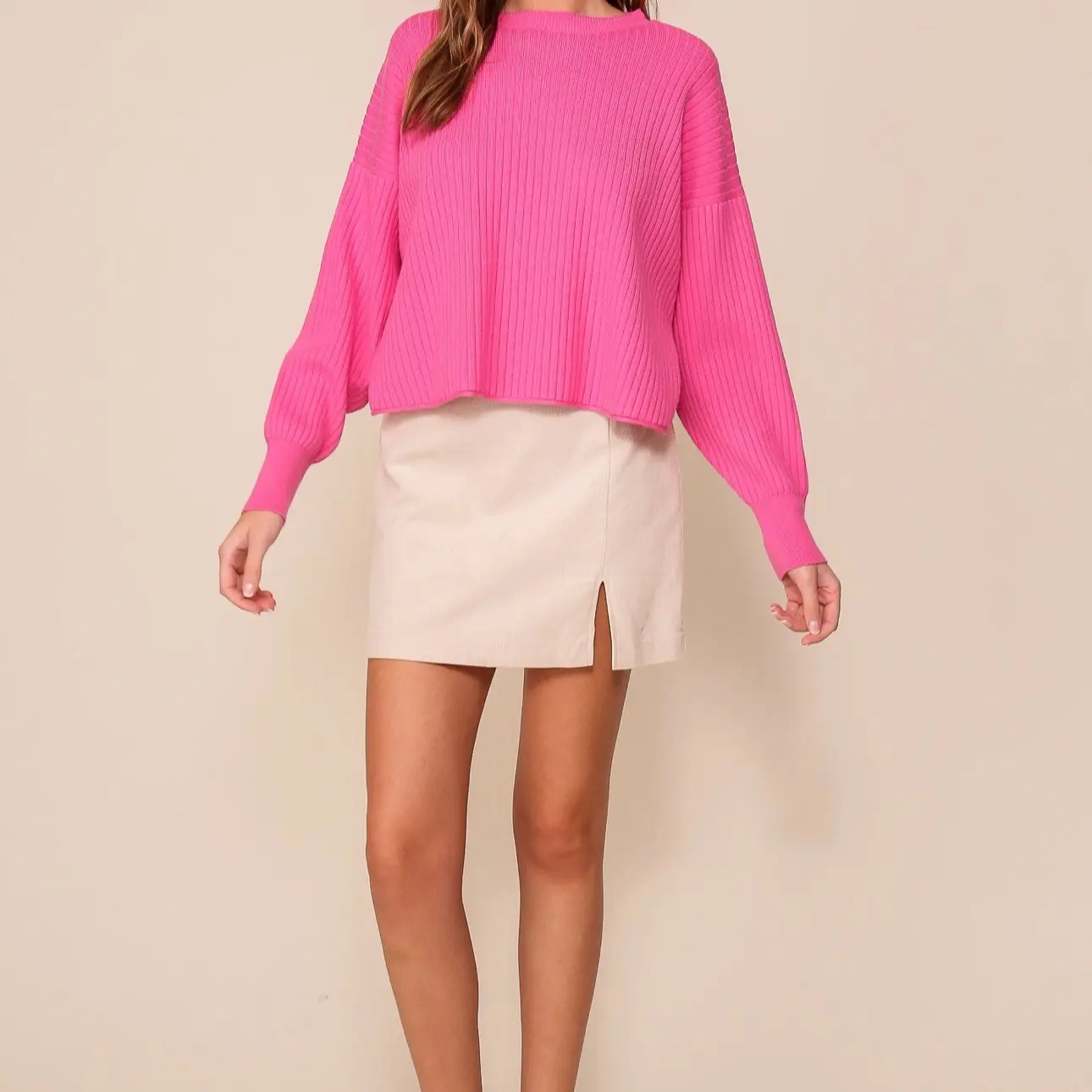 Pretty in pink ribbed sweater Casual