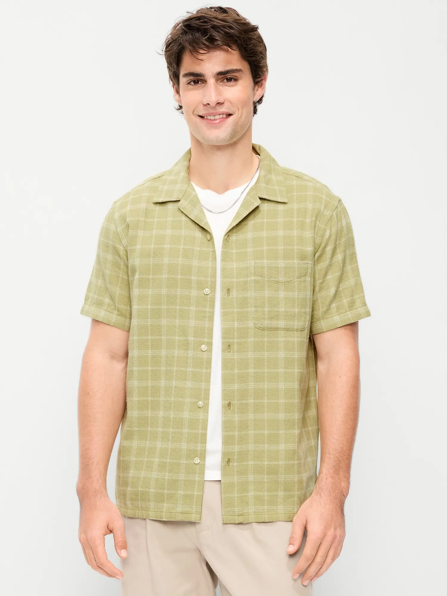 Old Navy Men's Short-Sleeve Double-Weave Camp Shirt