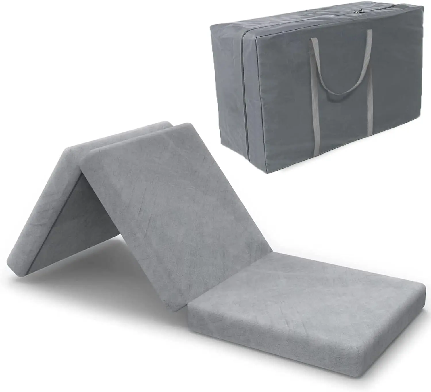 SINWEEK Foldable Waterproof Mattress 4 Inch Mattress Breathable Mattress Topper Sofa Bed Sleep Mat, Velvet Cover Portable Guest Bed with Storage Bag & Washable Cover Cotwith Storage Bag & Washable Cover Cot