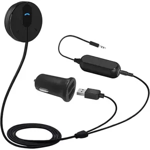 BK01 Bluetooth Car Kit, Wireless Receiver for Handsfree Talking and Music Streaming with Ground Loop Noise Isolator for Car with 3.5mm Aux Port