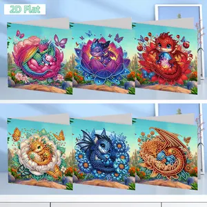 2D FLAT6PCS DIY Diamond Painting Greeting Card Set Rhinestone Diamond Art Mosaic Postcards Diamond Art Greeting Cards for Birthdays ThDIY Diamond Painting Kit for Adults & Beginners, No Skills Needed. Sparkling Art to Brighten Rooms & Perfect Festive Gift