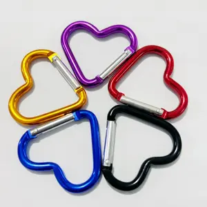 Heart Shaped Carabiner, 10Counts Mini Lightweight Aluminum Alloy Climbing Buckle, Outdoor Safety Hook for Water Bottle Bag, Climbing Accessories