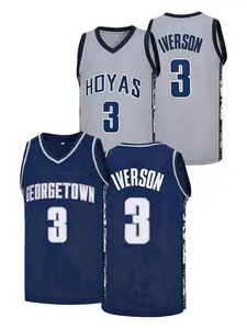 Men’s #3 George Town University Eversen basketball jersey, retro basketball tank top with embroidered letters, fan gift Sports Top Embroidery Sportswear