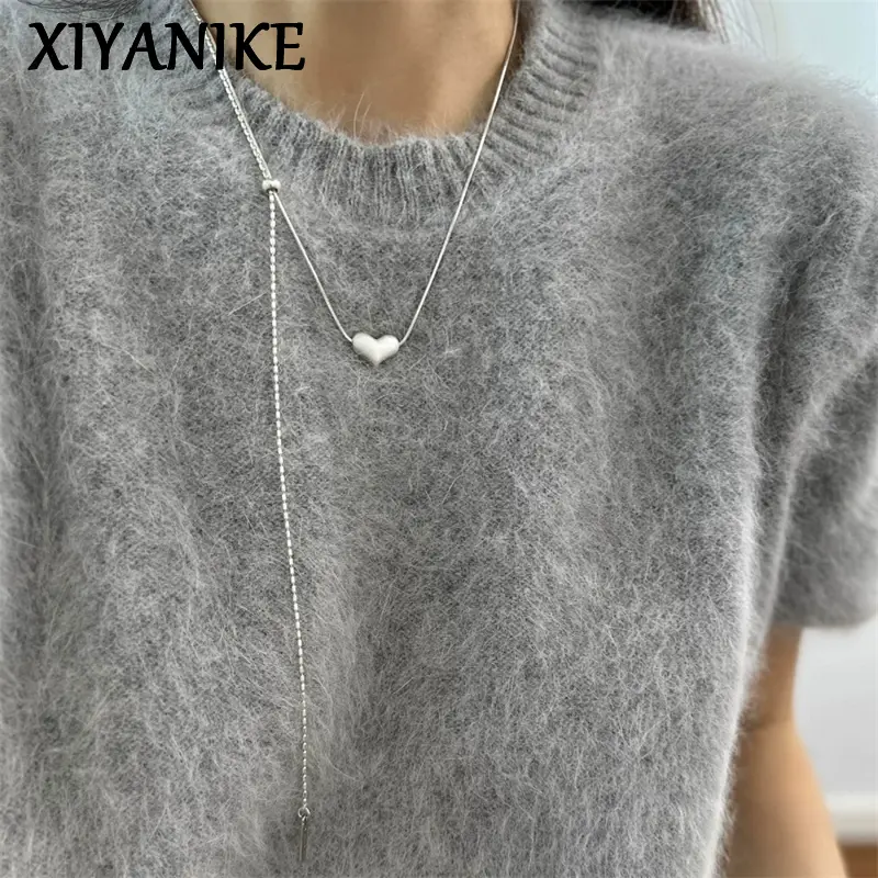 Long Sweater Chain Heart Pendant Adjustable Necklaces For Women Fashion New Autumn Winter Jewelry Gift Party Daily