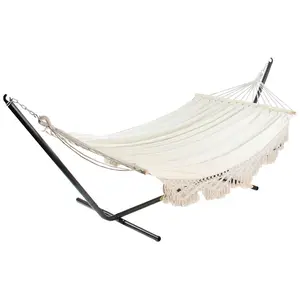Northlight 78" Beige Macrame Hammock