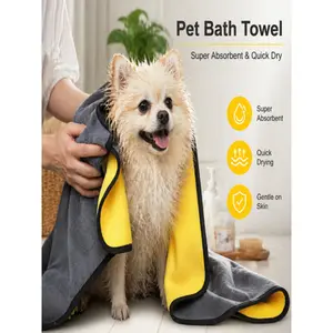 Pet Super Absorbent Large Towel Thickened Quick Dry No Lint Dog Grooming Bath Towel Cat Drying Cloth