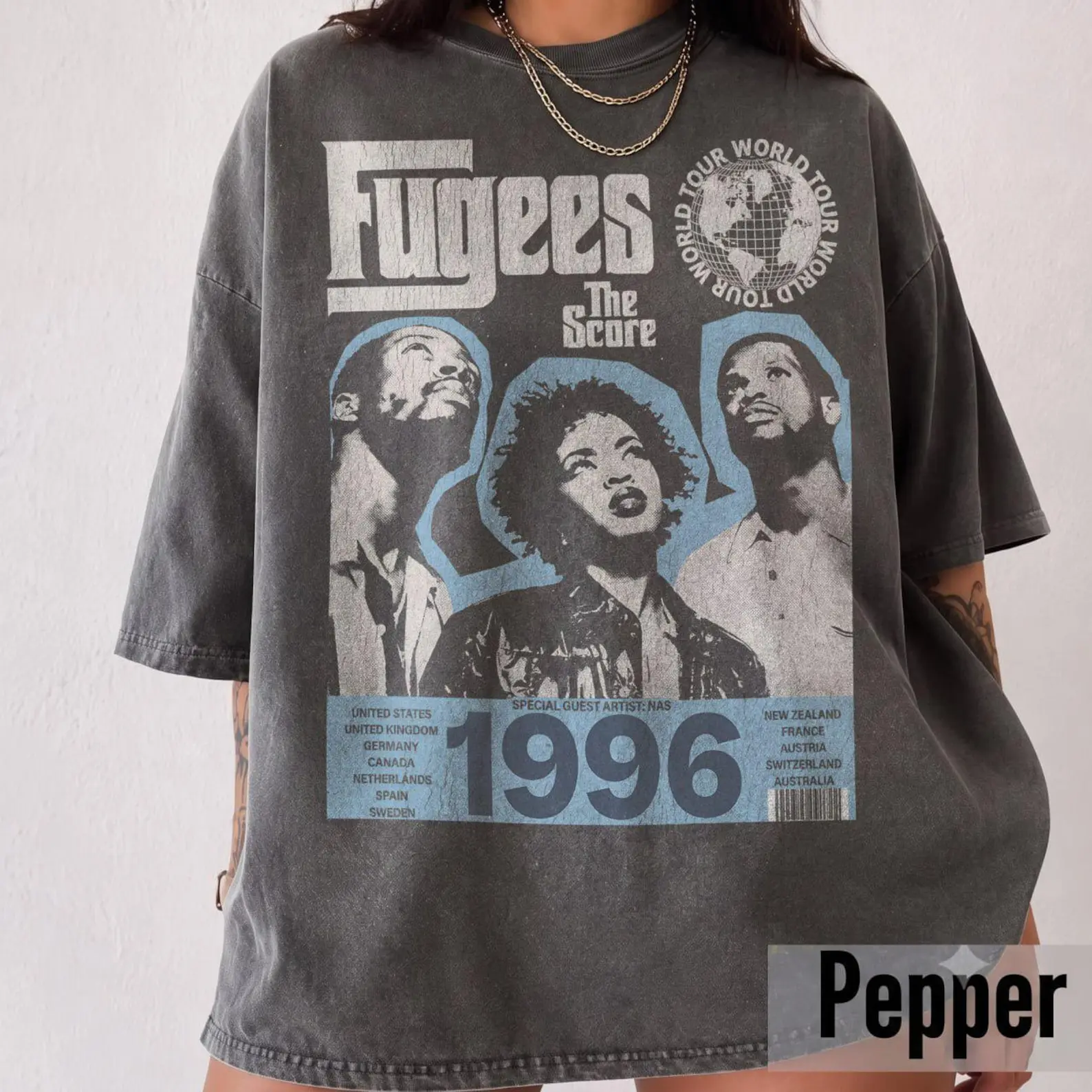 Comfort Colors Vintage Fugees Shirt The Score 1996 World Tour T-Shirt, Comfort Colors Pepper Tee, 90s Hip Hop Graphic Tshirt, Lauryn Hill Retro Rap Shirt