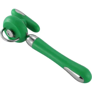 Can Opener Manual Tin Opener Stainless Steel Heavy Duty,  Hand-held Easy Rotary Knob, Safe Cut Manual Can Opener with Non-Slip Handle, Smoother Cut   for Seniors Kitchen Tool, Green