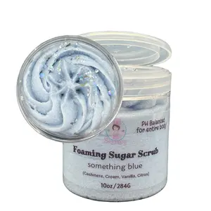 Foaming Sugar Scrub Cream Vanilla Citrus Cashmere PH Balanced Shaving Exfoliating Moisturizing Sensitive Skin