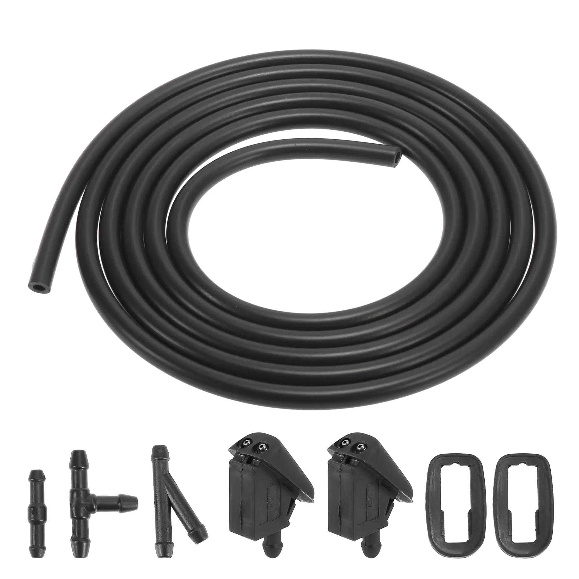 Front Windshield Washer Nozzles Kit with 2 Meters Windshield Washer Hose and 3 Connectors 1442176 for Ford Fiesta 2001-2007
