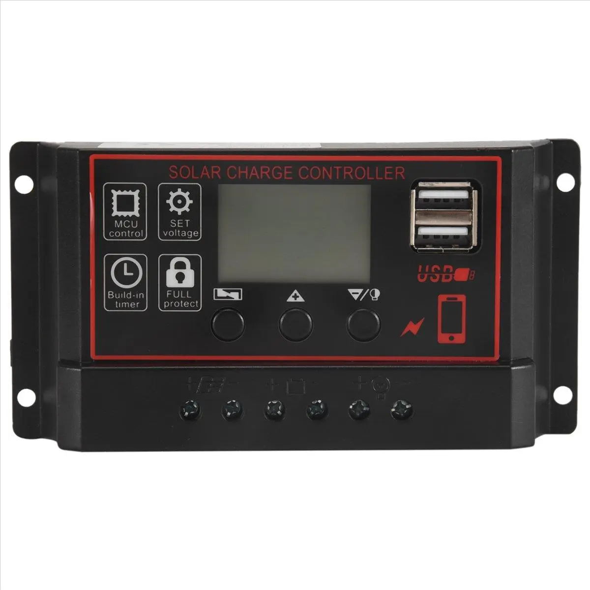 100A Solar Charge Controller Solar Panel Controller 12V 24V LCD Display Solar Panel Battery Regulator with USB Port