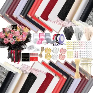 512 count Flower Wrapping Paper Kit with 120 Sheets  Floral Wrapping Paper 3D Butterfly Decor Crowns,Bouquet Pins Ribbons,DIY Crafts for Mother's Day Valentines Graduation Birthday